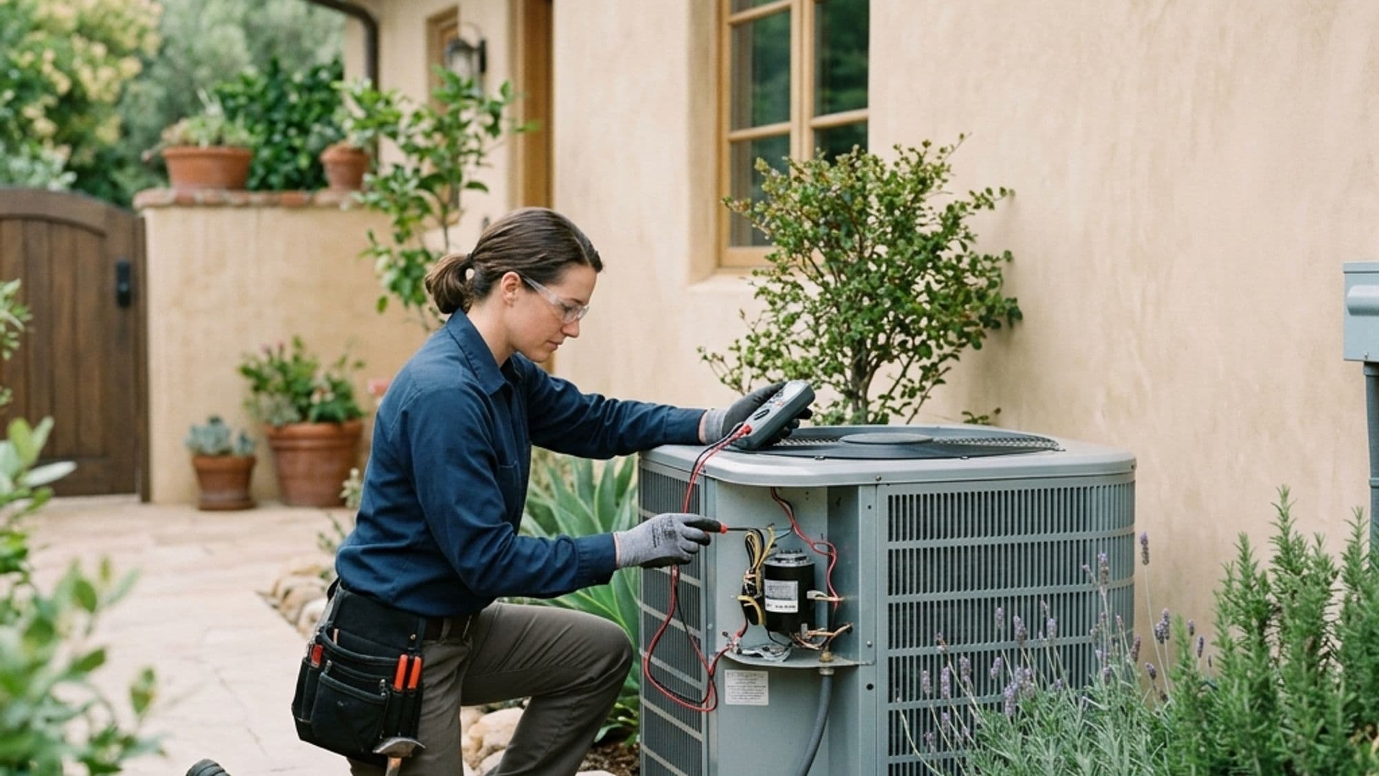 A licensed Warm-Air Heating, Ventilating and Air-Conditioning contractor at work on a California project