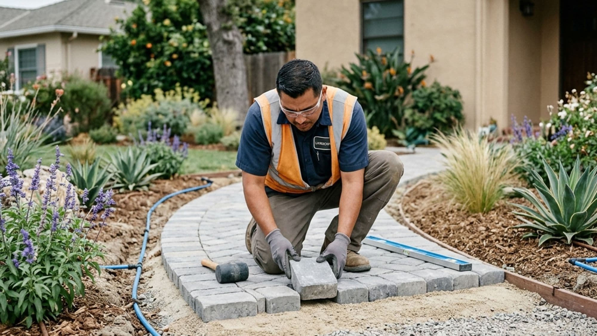 A licensed Landscaping contractor at work on a California project